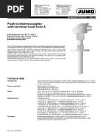 Push-In Thermocouples With Terminal Head Form A: Technical Data