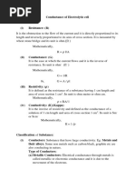 Conductance of Electrolytic Cell