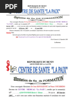 Diplôme Centre Medical La Paix