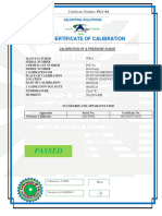 CERTIFICATE OF CALIBRATION FOR A Pressure Guage - COBDEN CGADWICK PGC 04 PASS