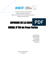 Informe de La Escuela Rural N°60 Paso Farías