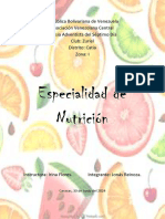 Especialidad de Nutricion