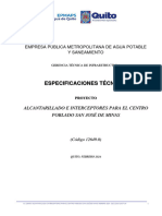 Especificaciones Técnicas: Alcantarillado E Interceptores para El Centro Poblado San José de Minas