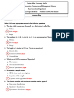 Answer Key Statistics Exam