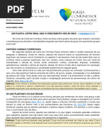 Boletim Icln - 30.06.2024 - Um Planta, Outro Rega, Mas o Crescimento Vem de Deus - 1 Coríntios 3.1-9