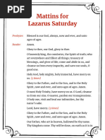 Mattins Lazarus Saturday