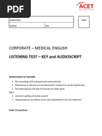 Listening Final Test - Key and Audioscript