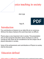 Role of Physics Teaching in Society