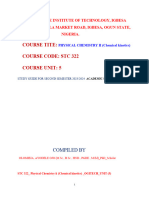 STC 322 - PHYSICAL CHEMISTRY II (Chemical Kinetics)