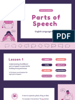 English Language Arts Parts of Speech Presentation in Purple White Minimalist Style