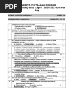 Class X Monthly Test April 2024-25 Answer Key