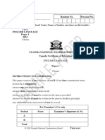 1121 English Language UNEB Sample Paper New Curriculum 2024 Plus Scoring Guide