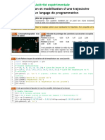 TP Représentation Et Modélisation D'une Trajectoire Avec Un Langage de Programmation - Sujet