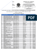 Yaounde Liste Generale Des Candidats Concours ENSPY ING ST 1 2024