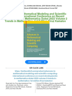 [PDF Download] Advances in Mathematical Modeling and Scientific Computing International Conference on Recent Developments in Mathematics Dubai 2022 Volume 2 Trends in Mathematics  1st Edition Firuz Kamalov fulll chapter