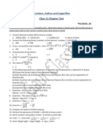 Numbers Indices and Logarithm Test