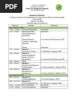 Schedule of Activities Clinicians