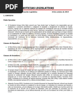 Noticias Legislativas: Dirección General de Información Legislativa 10 de Octubre de 2014 I. Contexto Poder Ejecutivo