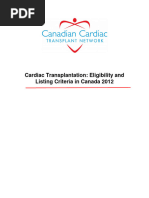 Canadian Cardiac Transplant Eligibility and Listing Criteria - 2012