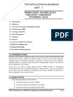 UNIT - I SPSS... Computer Application in Business For