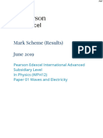 June 2019 (IAL) MS - Unit 2 Edexcel Physics A-Level