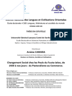 Changement Social Chez Les Peuls Du Fuuta-Jaloo, de 1920 À Nos Jours Du Pastoralisme Au Commerce