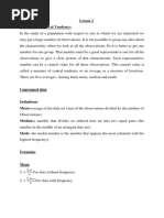 Lesson 3 Measures of Central Tendency, Dispersion and Skewness An Kurtosis