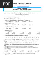 Midterm Exam - College and Advance Algebra