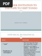 Another Invitation To The Pope To Visit Tondo