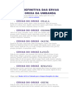 A Lista Definitiva Das Ervas de Cada Orixa Da Umbanda