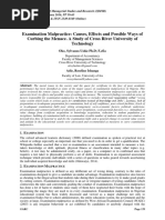 Examination Malpractice: Causes, Effects and Possible Ways of Curbing The Menace. A Study of Cross River University of Technology