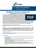 Vacancy Announcement: Business Support Assistant I