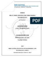 Unit 1 - Introduction - FD8010 - Meat, Fish and Poultry Proceesing Technology