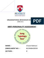 Mbti Personality Assessment: Organisational Behaviour Course