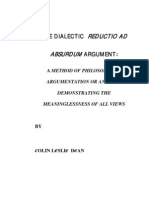 The Dialectic Reductio Ad Absurdum Argument: A Method of Philosophical Argumentation or Analysis Demonstrating The Meaninglessness of All Views