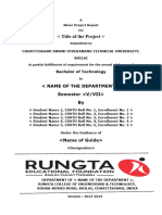 Minor Project Report Format For B.Tech. 5th and 7th Semester Students