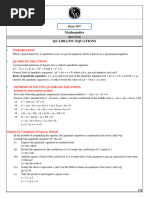 Short Note - QUADRATIC EQUATIONS - Mathematics - 10th - Vishnu Sir - Rani