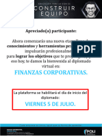 Carta Bienvenida e Instructivo de Ingreso A Plataforma Diplomado en Finanzas Corporativas Grupo 12