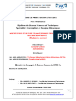 Memoire de Projet de Fin D'Etudes: Mise en Place D'Un Plan de Maintenance Preventive de La Machine Soutireuse