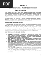 UNIDAD II Comercio REG ECON y FRI Carta de Credito o Credito Documentario