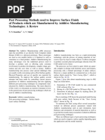 Post Processing Methods Used To Improve Surface Finish of Products Which Are Manufactured by Additive Manufacturing Technologies: A Review