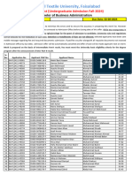 National Textile University, Faisalabad: 2nd Merit List (Undergraduate Admission Fall-2024)