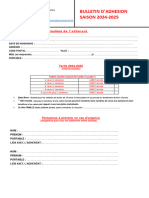 Bulletin D'Adhesion SAISON 2024-2025: Informations de L'adhérent