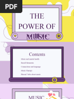 The Power of Music Education Presentation in Purple, Yellow and Blue Colors Illustrative Style