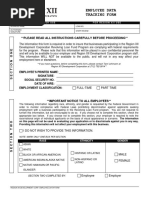 Employee Data Tracking Form PDF Format Download