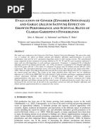 Evaluation of Ginger (Zingiber Officinale) and Garlic (Allium Sativum) Effect On Growth Performance and Survival Rates of Clarias Gariepinus Fingerlings