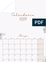 Calendario 2024 Anual Elegante Floral Beige