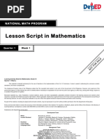 Lesson Script in Mathematics: National Math Program