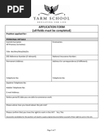 Yarm School Job Vacancy Application Form June 2022