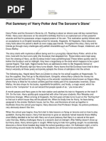 Plot Summary of Harry Potter and The Sorcerers Stone